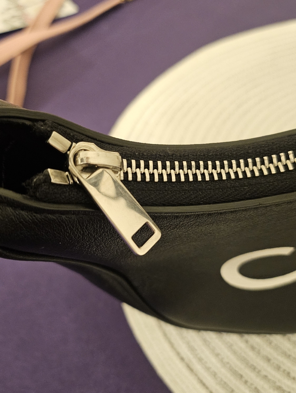 AUTHENTIC Celine Ava Bag in Smooth Calfskin - Black with White Logo - Picture 7 of 12